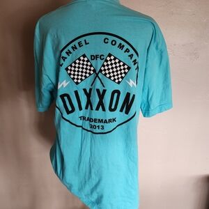 DIXXON Men's Short-Sleeve Shirt in Teal with Racing Flag Graphic